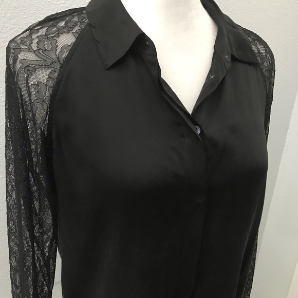 Equipment black silk lace long sleeve blouse small - Picture 4 of 11